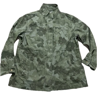 Chaqueta ligera estilo utilitario camuflaje azul marino antigua para mujer talla grande Foto 1 de 4