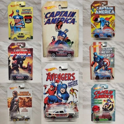 2015 Hot Wheels Captain America COMPLETE SET of 8 Walmart NIB NOC - Image 1 of 4