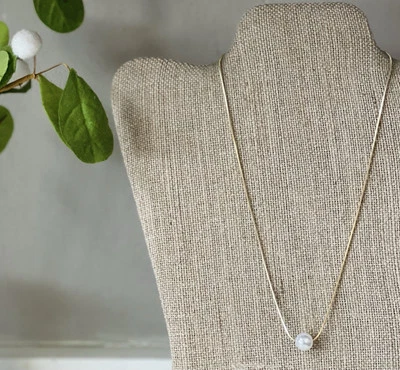 "Collar vintage único de perlas de imitación relleno de oro de 14 k cadena delicada 12-14""" Foto 1 de 4