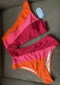 Traje de baño Hilinker anillo corte lateral de una pieza halter talla XL NUEVO CON ETIQUETAS - Imagen 1 de 2