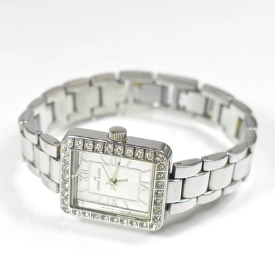 Reloj Anne Klein Estrás Bisel Acero Inoxidable Pulsera Nuevo Batt, Cristal Grieta Foto 1 de 4