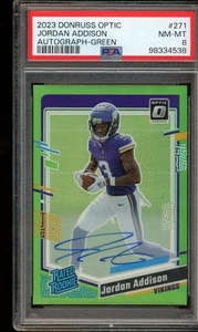2023 Optic #271 Jordan Addison Rated Rookies RPS Autographs Green PSA 8 #/5 - Picture 1 of 1