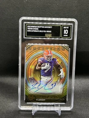 2022-23 Bowman Inception University Gold Foil V1 /50 Trevor Etienne GMA 10 Auto - Image 1 of 2