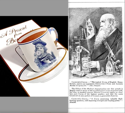 Cadbury Cocoa Cup Die-Cut Novelty Chocolate Chemist Victorian Trade Card SR.F.Cc - Image 1 of 4