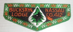 Parche con solapa de bolsillo Boy Scout Buckskin Nassau Lodge Co. 412 Orden de la Flecha - Imagen 1 de 2