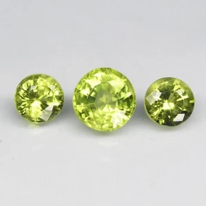 💎 1.95ct 3pcs Lot Round Natural Green Peridot - Untreated Africa Gemstone - Picture 1 of 4