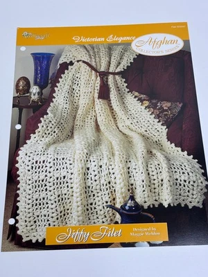 Jiffy Filet Victorian Elegance Afghan Crochet Pattern Card Needlecraft Shop - Image 1 of 4