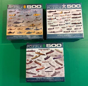 3 Eurographics 500 Teile Puzzle Militär Hubschrauber WWII Flugzeuge Kriegsschiffe Flugzeug - Bild 1 von 12