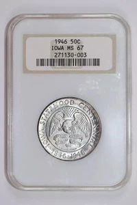 1946 IOWA COMMEMORATIVE HALF DOLLAR NGC MS67 - OLD FATTY HOLDER! VERY PQ! - Picture 1 of 2