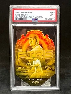 2022 Topps Fire Mike Trout On Fire Gold Minted Insert Die-Cut #EF-8 PSA 9 Mint - Picture 1 of 2