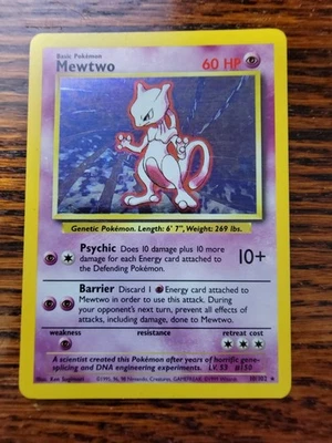 Mewtwo Base Set Holográfico 10/102 Pokemon Card MP Foto 1 de 4