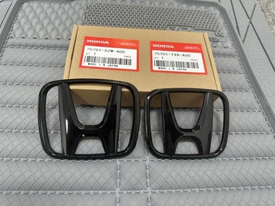 2Pcs Gloss Black Emblem Badge Set Front Rear For Honda Accord Coupe 08-17 - Image 1 of 4