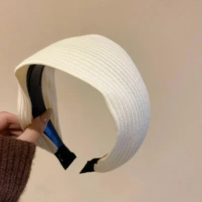 Tiaras de pano de tricô vintage listra larga retrô estilo caveira cabelo feminino - Imagem 1 de 4