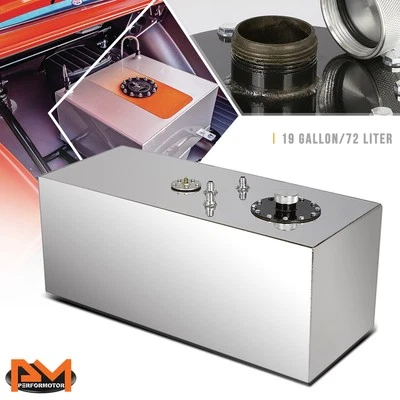 19 Gallon Top Feed Aluminum Fuel Cell/Gas Tank+Level Sender+Cap Polished Chrome Foto 1 de 4