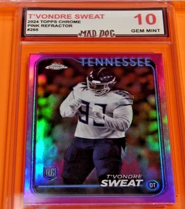 T'VONDRE SWEAT Rookie***2024 Topps CHROME-PINK***GEM 10--TITANS--MAD Dog GRADED - Picture 1 of 1