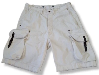 Ralph Lauren 双 RL 650 号纽扣门襟男式工装短裤皮革肩带 36 码 — 第 1/4 张图片