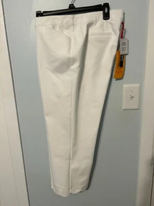 NWT Ruby Rd Soft White Flexible Waistband Scalloped Mid Calf Capri Size 14 - Picture 1 of 3