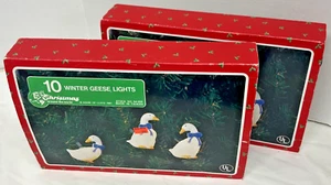 2 Boxes Of VTG. 1987 Christmas Around the World 10 Winter Geese Lights Blow Mold - Picture 1 of 9