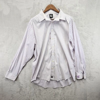 Camisa informal de golf FootJoy XL manga larga con botones púrpura rejilla a cuadros Foto 1 de 4
