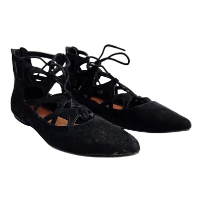 MIA Anamaria Lace up Ballet Flats Black Pointed Toe Size 7 - Image 1 of 4