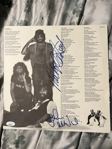 Mick Fleetwood + John Macvie signed JSA COA Rumours inner sleeve Fleetwood Mac Cover