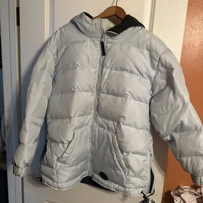 Chaqueta acolchada azul bebé LIZ CLAIBORNE para mujer Abrigo forrado con cremallera completa L Foto 1 de 4