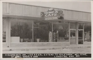 Exhibición de postales RPPC Arkansas AR Lakeview Fisherman's Inn Café Bull Shoals - Imagen 1 de 2