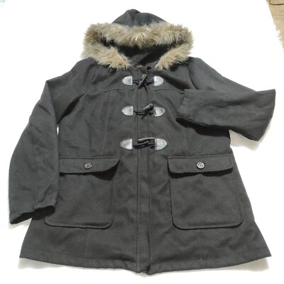 Abrigo Mossimo XXL de piel sintética con capucha bolsillos de pana para mujer Foto 1 de 4