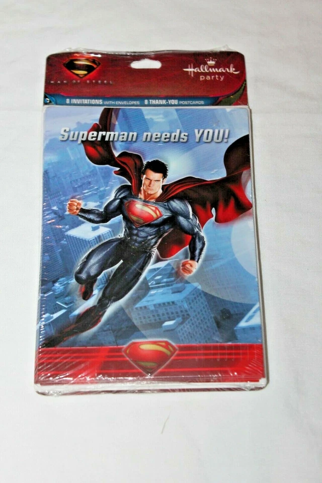 NUEVO SUPERMAN 8 INVITACIONES Y 8 NOTAS DE AGRADECIMIENTO SUMINISTROS DE FIESTA Foto 1 de 1