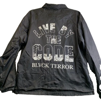 Chaqueta de Bombardero RARA Terror Early Punk Band 2010 Para Hombres M Hardcore Live By The Code Foto 1 de 4