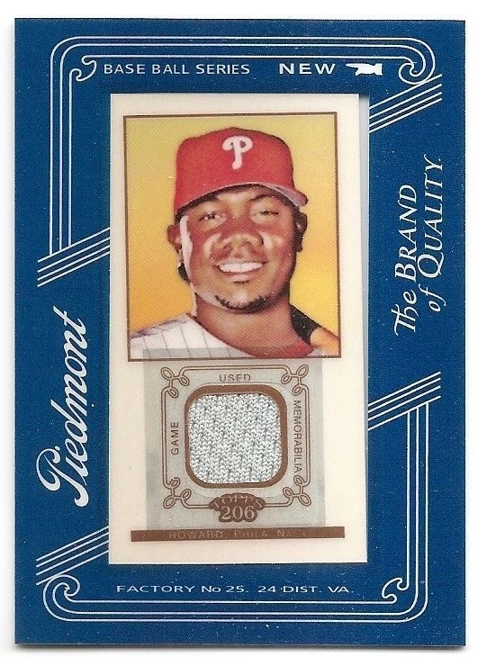 2009 TOPPS 206 MINI FRAMED RELICS PIEDMONT GAME USED JERSEY Ryan Howard #FR2 - Image 1 of 1