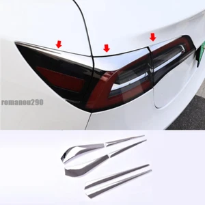 2017-2022 For Tesla Model 3 Stainless Steel Chrome Rear Tail Light Lamp Trim 6P  - Picture 1 of 8