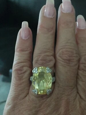 NEW JUDITH RIPKA 18CT OVAL CANARY CITRINE 925 FINE SILVER RING/SZ 7.5/MSRP $600 - Image 1 of 4