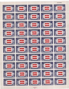 1943 Austria Overrun Countries Sheet of 50 Scott #919, Mint NH - Picture 1 of 1