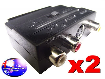 From OZ Quality 2PC SCART Male To 3 RCA S-Video Female AV TV & Audio Adaptor +FP - Image 1 of 4