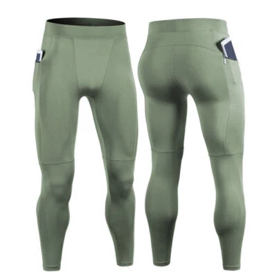 Pantalones de compresión de cintura elástica para hombre Deportes Entrenamiento Correr Apretados Gimnasio Leggings Foto 1 de 4