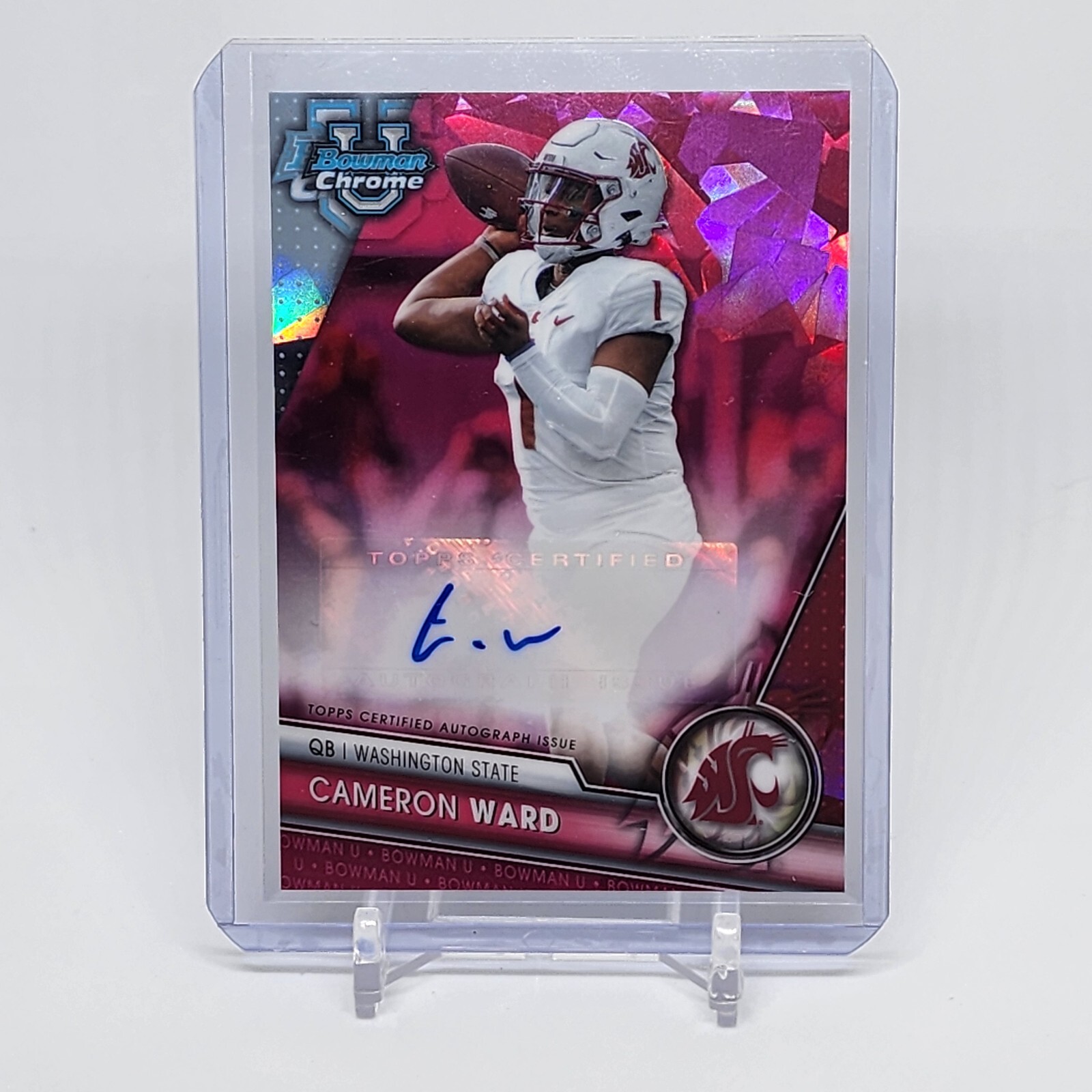 Cameron Ward 2023 Bowman Chrome University SAPPHIRE Padparadscha AUTO # 1/1