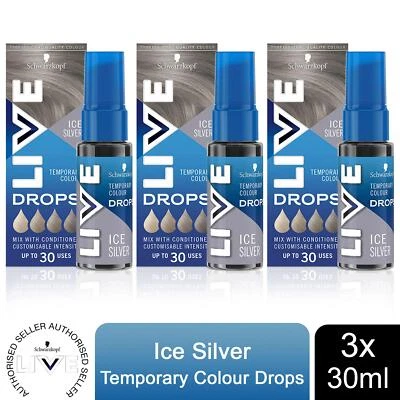 Schwarzkopf LIVE Colour Drops Semi-Permanent Hair Dye, Ice Silver 3 Pack - Image 1 of 4