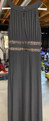 Sangria, черный драгоценностями, украшенный с бретелью через шею платье с замочной скважиной размер 8 - Изображение 1 из 4