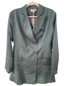 She + Sky Double Breasted Blazer Jacket Women S Green Career Business Casual NEW - Picture 1 of 6