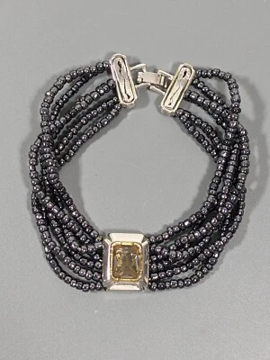 Pulsera Michael Morrison MX Gris Estrás Ahumado Vidrio Cuentas 7" Foto 1 de 4