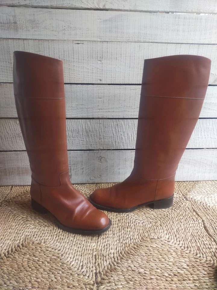 bottes cavalières vintage Manfield cuir fauve pointure 39,5 - Photo 1/4
