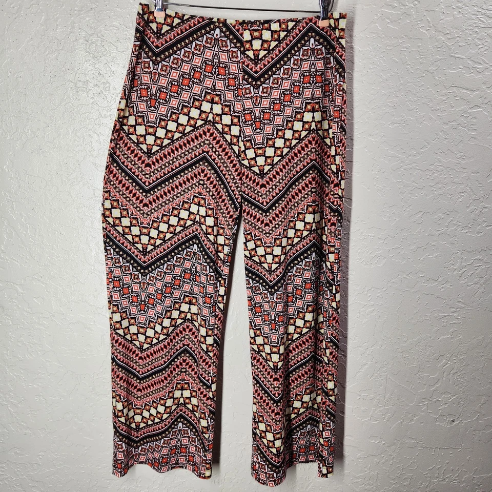 Брюки без застежек New Directions размер L широкие штанины зигзагообразный узор эластичные - Изображение 1 из 3