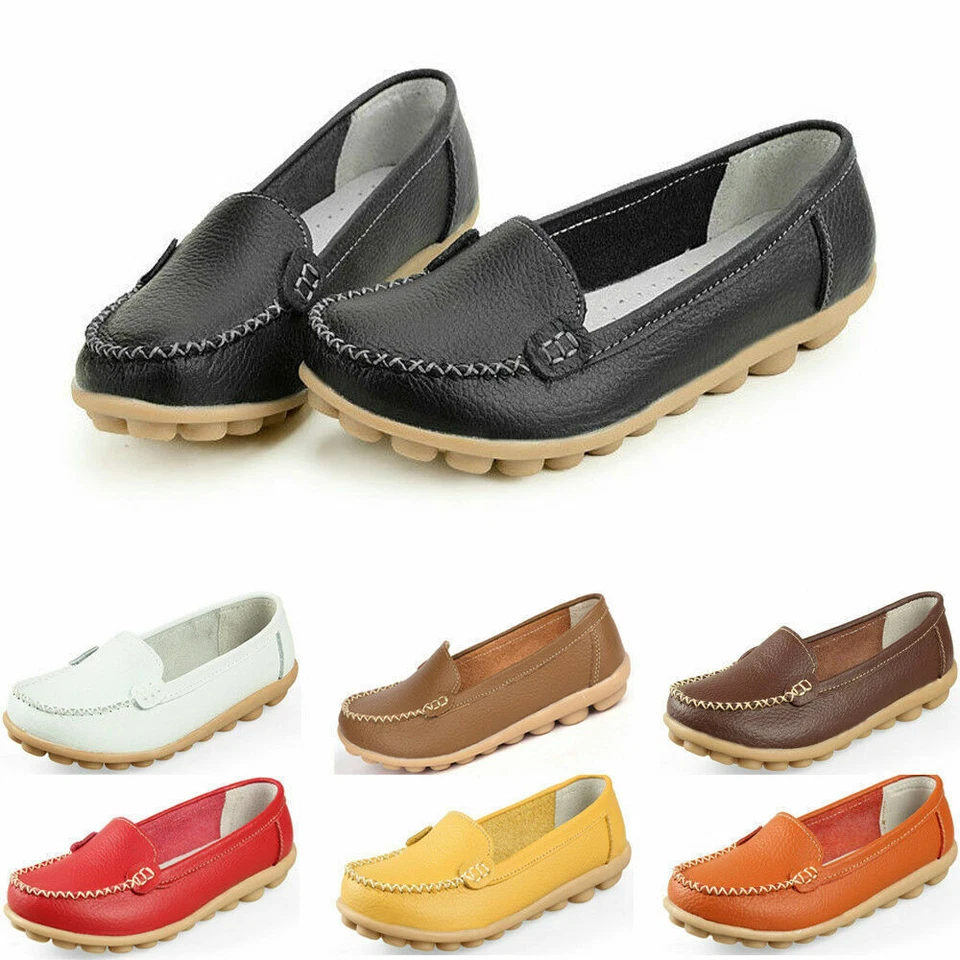 Fashion Women Ladies Soft Leather Formal Casual Ballet Slip On Loafer Flat Shoes