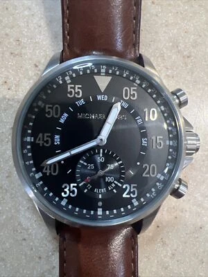 Reloj inteligente híbrido Michael Kors MKT4001 para hombre calibre cuero marrón acero inoxidable Foto 1 de 4