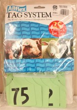 Allflex Global Maxi Numbered Ear Tags Green Numbered 51-75 Calves Cows