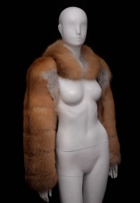 Genuine Red Fox Fur Women's Handmade Arm Warmers Sleeves + Scarf - Image 1 of 4