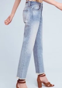 Pantalones de mezclilla altos Anthropologie Pilcro Hyphen tiro medio novio 33 cortos perfectos nuevos con etiquetas - Imagen 1 de 1
