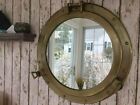 Porthole20" Antique Brass finish Nautical Maritime Ship Boat Window  Wall Mirror