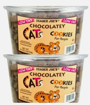 2 Packs Trader Joe's Chocolatey Cats Cookies Low Fat 16 oz Each Pack - Image 1 of 4